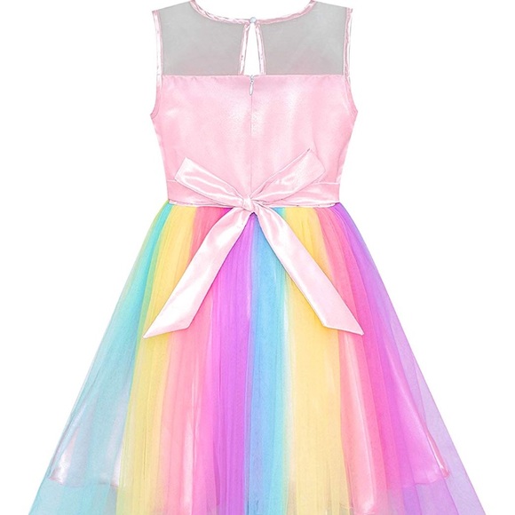 🦄 Rainbow Unicorn Princess Tulle Summer Dress 🦄 - Picture 5 of 7